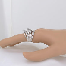 Load image into Gallery viewer, SIMON G. 18k WHITE GOLD 1.18ct VS ROUND DIAMOND CLUSTER WIDE WAVE COCKTAIL RING