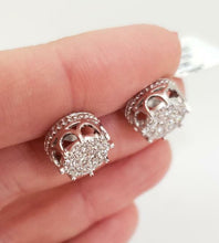 Load image into Gallery viewer, MENS .75ct DIAMOND ROUND CROWN COMPOSITE EARRINGS in 10K WHITE GOLD