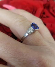 Load image into Gallery viewer, 18k White Gold Oval 7 x 5mm Tanzanite & Diamond Ring