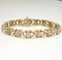 Load image into Gallery viewer, 5.00ct Diamond Star Flower Tennis Bracelet in 14k Yellow Gold