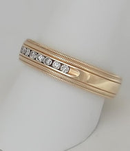 Load image into Gallery viewer, Mens 14k Yellow Gold 1/3ct Round Diamond Comfort Milgrain Wedding Band 6mm