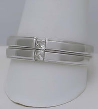 Load image into Gallery viewer, MENS 14k WHITE GOLD 1/2ct SQUARE DIAMOND TWO STONE WEDDING BAND