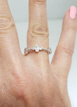 Load image into Gallery viewer, .25ct DIAMOND BEZEL-SET BEADED SHANK RING in 14K WHITE GOLD
