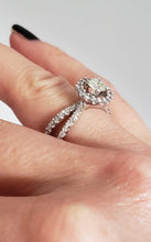 Load image into Gallery viewer, 18k White Gold Pave Double Band 1 1/4ct Round Diamond Halo Engagement Ring