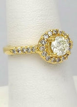 Load image into Gallery viewer, 1 CT. T.W. Round Diamond Frame Halo Engagement Ring in 18K Yellow Gold