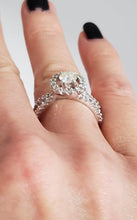 Load image into Gallery viewer, 18k White Gold Pave Double Band 1 1/4ct Round Diamond Halo Engagement Ring