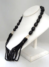 Load image into Gallery viewer, LADIES ZOE B. 14K YELLOW GOLD BLACK ONYX BEADED STRAND TOGGLE NECKLACE 24"
