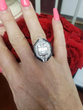 Load image into Gallery viewer, 2.25ct T.W. Baguette & Round Diamond Black Enamel Ring in 18k White Gold
