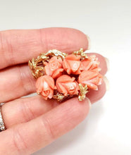 Load image into Gallery viewer, 14K YELLOW GOLD CORAL FLOWER with BRANCHES BROOCH