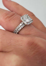 Load image into Gallery viewer, EGL 2.50ct RADIANT DIAMOND ENGAGEMENT BRIDAL SET in 18K WHITE GOLD