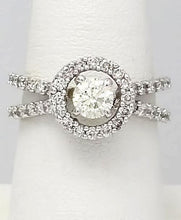 Load image into Gallery viewer, 18k White Gold Pave Double Band 1 1/4ct Round Diamond Halo Engagement Ring