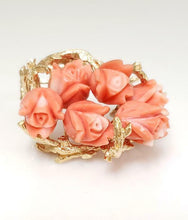 Load image into Gallery viewer, 14K YELLOW GOLD CORAL FLOWER with BRANCHES BROOCH