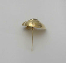 Load image into Gallery viewer, 585 14k YELLOW GOLD ROUND DIAMOND HOLLOW RIBBED 2D PUFFED HEART PIN BROOCH