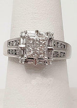 Load image into Gallery viewer, 3/4ct PRINCESS HALO DIAMOND ENGAGEMENT or PROMISE RING in 14K WHITE GOLD
