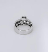 Load image into Gallery viewer, LADIES 14k WHITE GOLD 1 1/4ct ROUND DIAMOND HALO WIDE BAND ENGAGEMENT RING