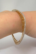 Load image into Gallery viewer, 14k Yellow Gold 3.00ct Diamond Filigree Triangular Oval Bangle Bracelet