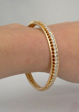 Load image into Gallery viewer, Ladies 14k Yellow Gold 6.00ctw Round Diamond Hard Bangle Bracelet