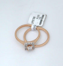 Load image into Gallery viewer, 14k Rose Gold .46ct Diamond Halo Princess Cut Engagement & Wedding Band Set