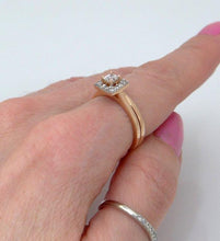 Load image into Gallery viewer, 14k Rose Gold .46ct Diamond Halo Princess Cut Engagement & Wedding Band Set