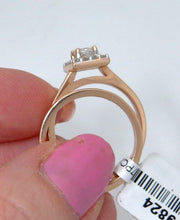Load image into Gallery viewer, 14k Rose Gold .46ct Diamond Halo Princess Cut Engagement & Wedding Band Set
