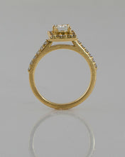 Load image into Gallery viewer, 14k Yellow Gold 1.21ct Total Diamond Princess Halo Engagement Wedding Band Set