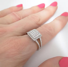 Load image into Gallery viewer, 750 18k White Gold .98cts Diamond Princess Square Halo Ring