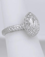 Load image into Gallery viewer, 14k White Gold Marquise 1 1/4ct Diamond Solitaire VS/ FG Halo Engagement Ring