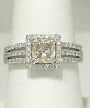 Load image into Gallery viewer, 14k White Gold 2 1/4ct Cushion Cut Round Diamond Halo Engagement Ring