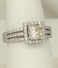 Load image into Gallery viewer, 14k White Gold 2 1/4ct Cushion Cut Round Diamond Halo Engagement Ring