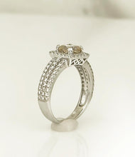 Load image into Gallery viewer, 14k White Gold 2 1/4ct Cushion Cut Round Diamond Halo Engagement Ring
