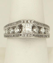 Load image into Gallery viewer, Ladies 14k White Gold 1.00ct Princess Cut Floating Diamond Engagement Ring