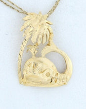 Load image into Gallery viewer, 14k Gold Diamond Cut Palm Tree Whale Aloha Pendant