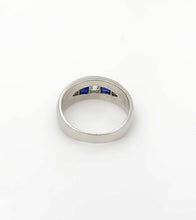 Load image into Gallery viewer, Platinum 1/4ct European Asscher Cut Diamond and Sapphire Band
