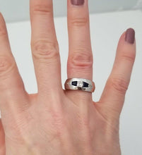 Load image into Gallery viewer, Platinum 1/4ct European Asscher Cut Diamond and Sapphire Band
