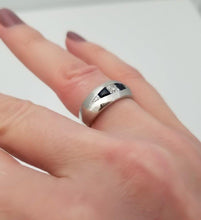 Load image into Gallery viewer, Platinum 1/4ct European Asscher Cut Diamond and Sapphire Band
