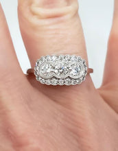 Load image into Gallery viewer, 14K WHITE GOLD .75ct VINTAGE STYLE THREE STONE DIAMOND RING
