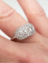 Load image into Gallery viewer, 14K WHITE GOLD .75ct VINTAGE STYLE THREE STONE DIAMOND RING
