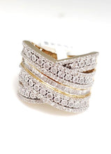 Load image into Gallery viewer, 1.00ct T.W. Baguette &amp; Round Diamond Multi Row CrissCross Ring In 10k Gold
