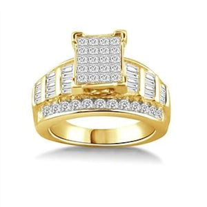 1.50ct T.W. PRINCESS DIAMOND RECTANGLE FRAME ENGAGEMENT RING in 10K GOLD