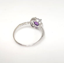Load image into Gallery viewer, 14k White Gold 6mm Round Amethyst &amp; Diamond Halo Ring
