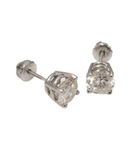 Load image into Gallery viewer, .80ct T.W. Round Natural Diamond Studs Earrings in 14k White Gold

