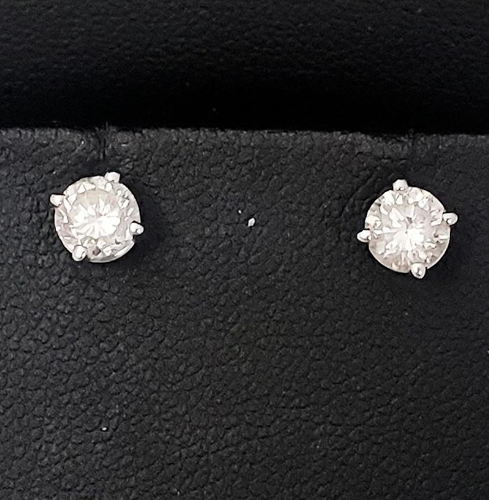 .80ct T.W. Round Natural Diamond Studs Earrings in 14k White Gold