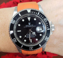 Load image into Gallery viewer, 40mm Rolex Submariner Stainless Steel Orange Rubber Band 4 Line Automatic 16610
