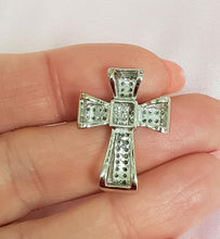 Load image into Gallery viewer, 1/2ct Princess and Round Diamond Cross Pendant in 14k White Gold

