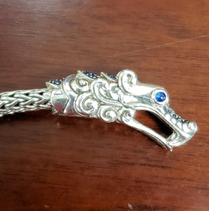 John Hardy Blue Sapphire Dragon Head Bracelet 925 Sterling Silver