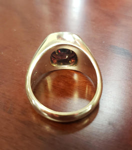 Mens 14k Yellow Gold Rectangle Shape Garnet Ring 12 x10mm