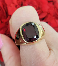 Load image into Gallery viewer, Mens 14k Yellow Gold Rectangle Shape Garnet Ring 12 x10mm
