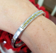 Load image into Gallery viewer, Ladies 14k White Gold 4.00ct Yellow Clear Diamond Hard Bangle Bracelet
