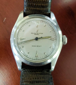 Vintage 32mm 1952 Rolex Oyster Royal Rare Dial Stainless Steel Lizard 6144