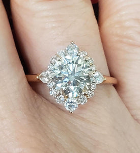 2.00ct Round Diamond Victorian Style Engagement Ring in 14k Rose Gold VS2/KL